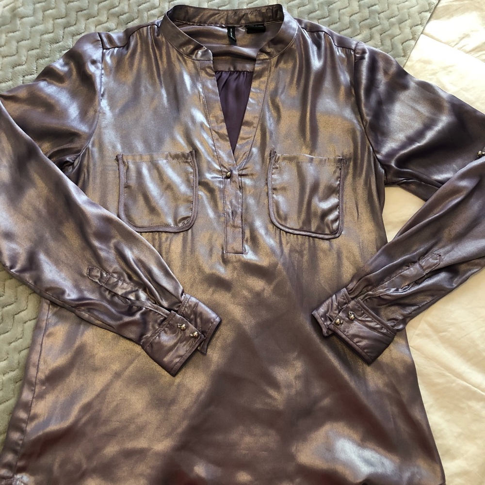 Silk pastel purple dress shirt.